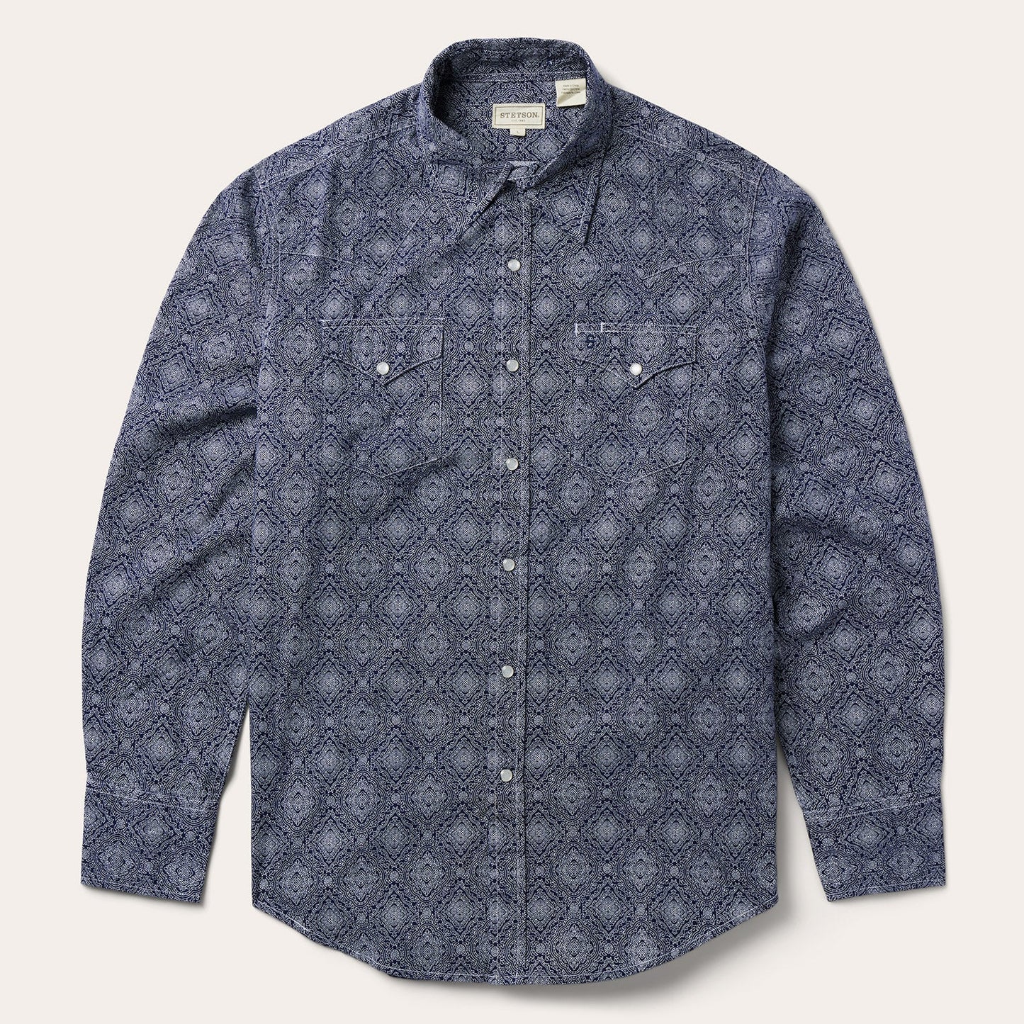 Blue Medallion Print Western Shirt Blue