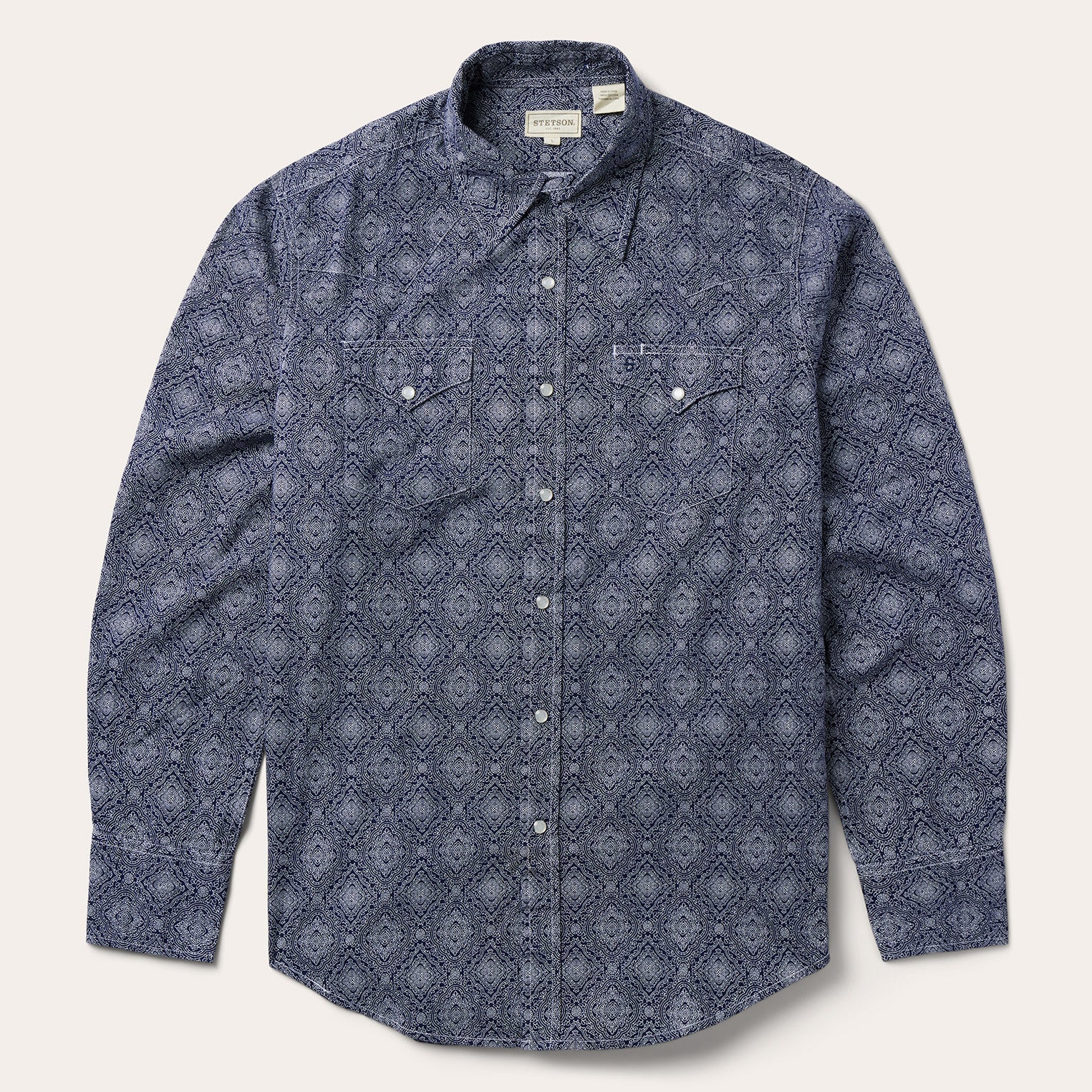 Blue Medallion Print Western Shirt Blue