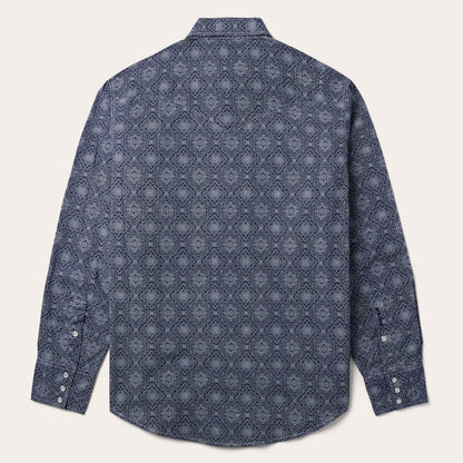 Blue Medallion Print Western Shirt Blue