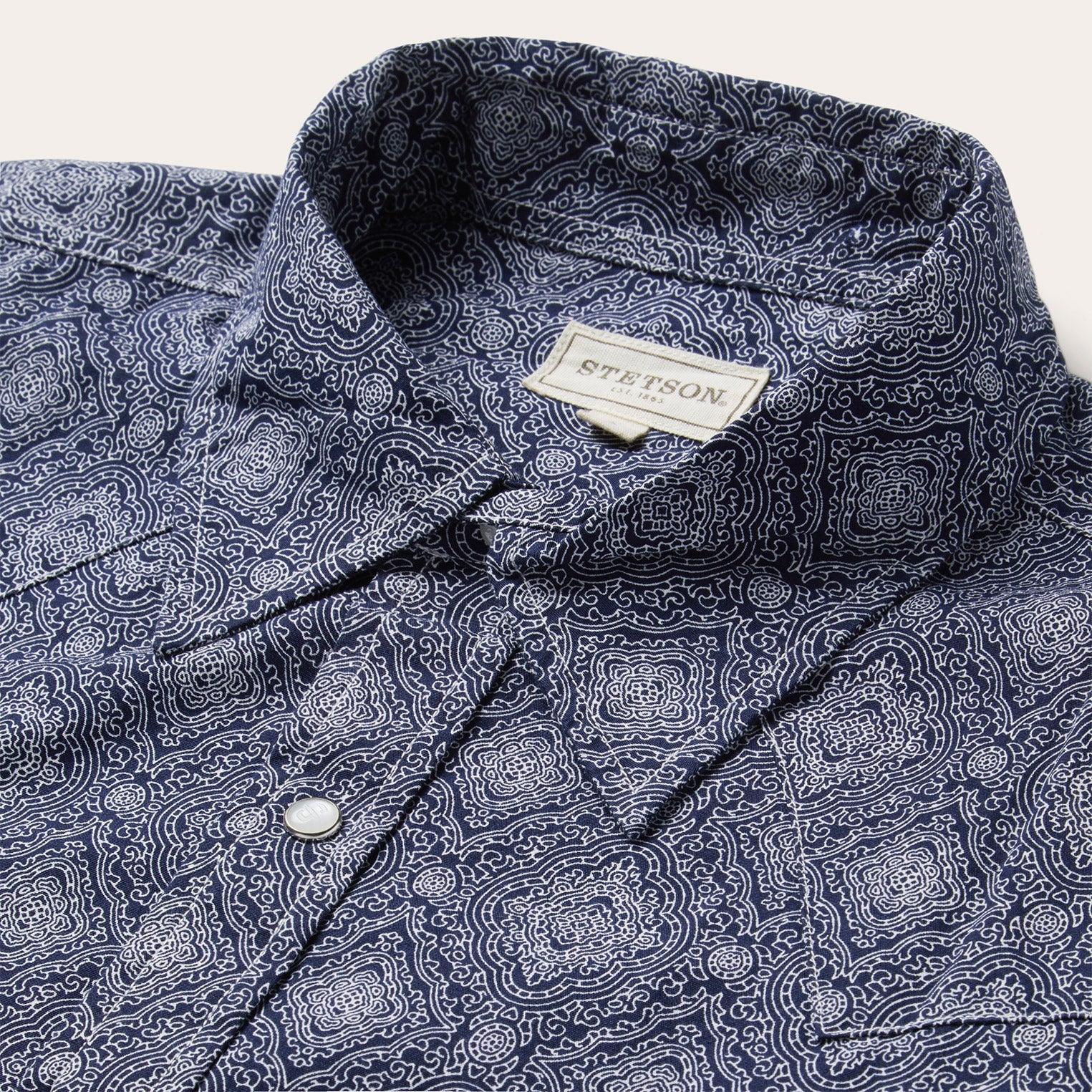 Blue Medallion Print Western Shirt Blue