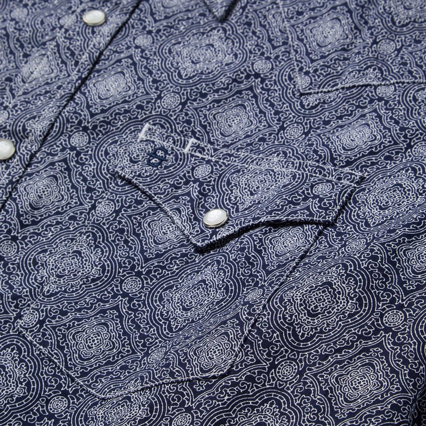 Blue Medallion Print Western Shirt Blue