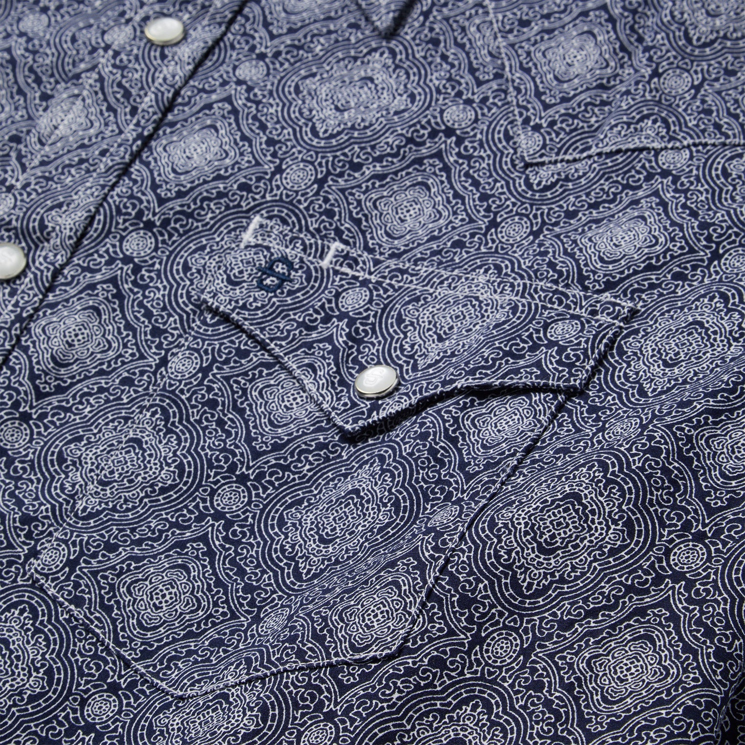 Blue Medallion Print Western Shirt Blue