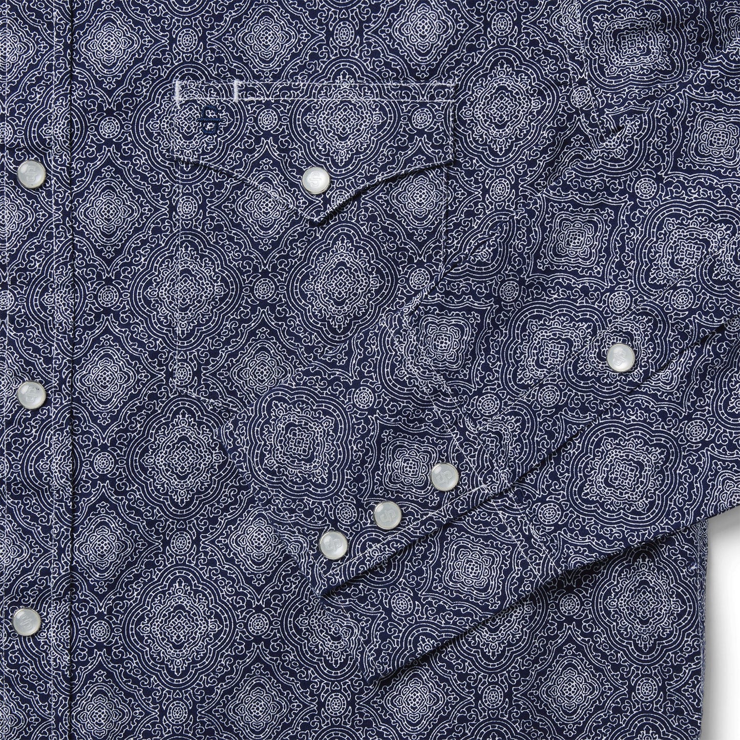 Blue Medallion Print Western Shirt Blue