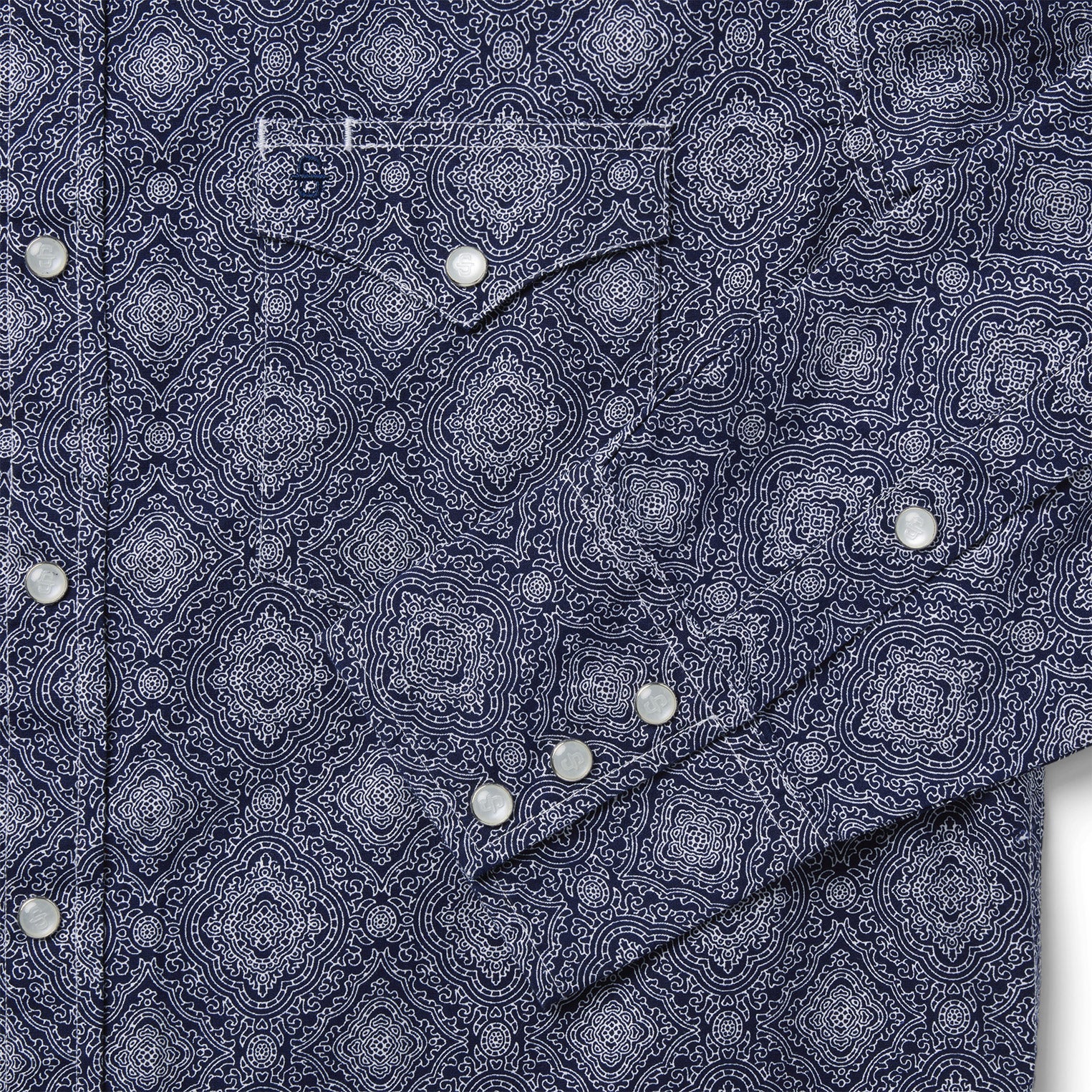 Blue Medallion Print Western Shirt Blue