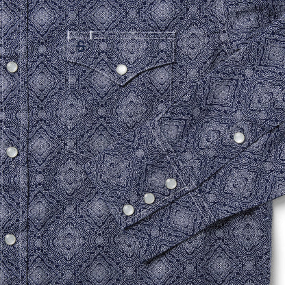 Blue Medallion Print Western Shirt Blue