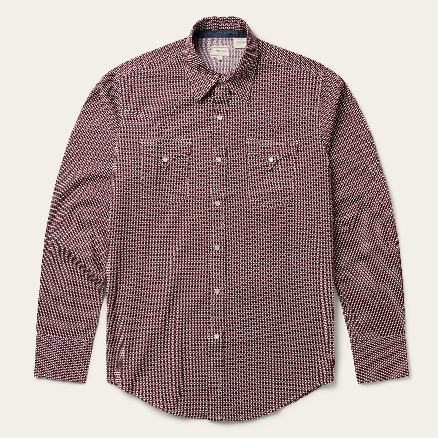 Broken Diamond Print Western Shirt Red