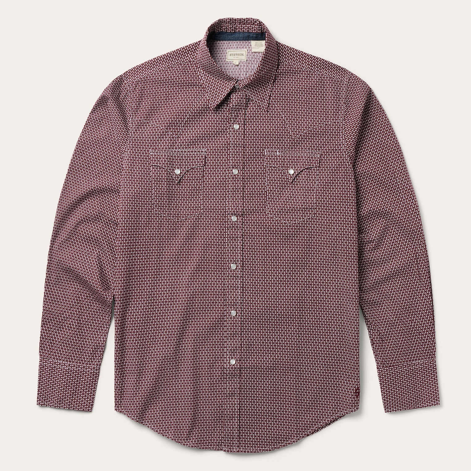 Broken Diamond Print Western Shirt Red