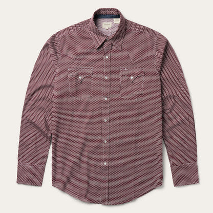 Broken Diamond Print Western Shirt Red