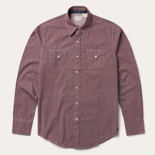Broken Diamond Print Western Shirt Red
