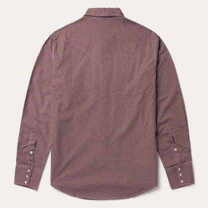 Broken Diamond Print Western Shirt Red
