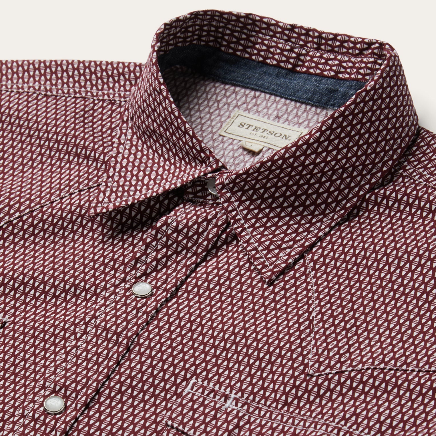 Broken Diamond Print Western Shirt Red