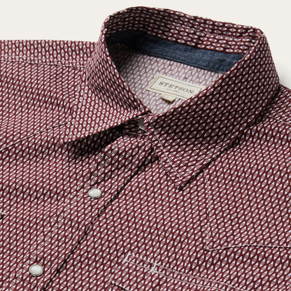 Broken Diamond Print Western Shirt Red