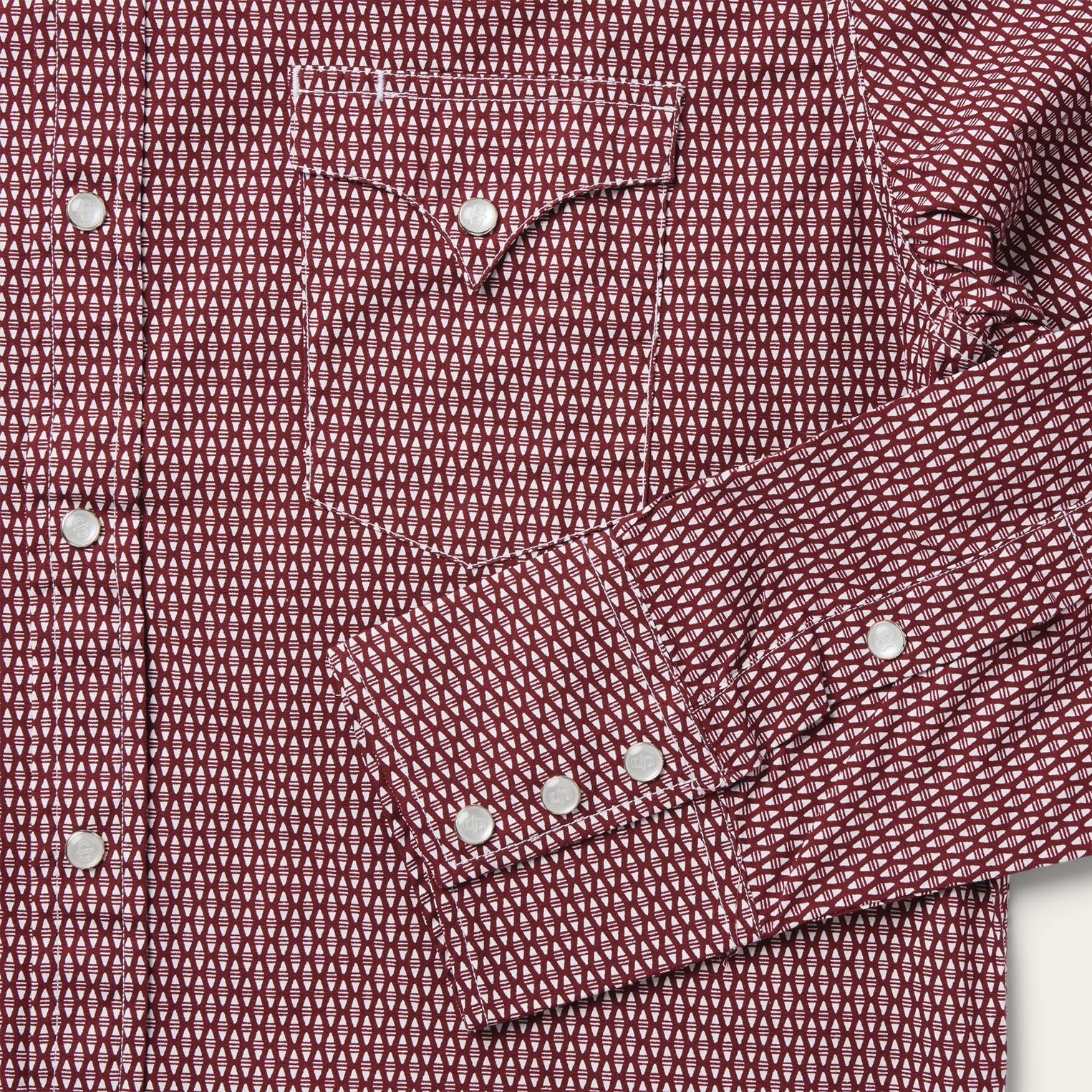 Broken Diamond Print Western Shirt Red
