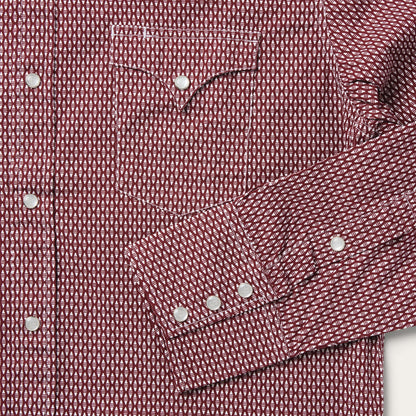 Broken Diamond Print Western Shirt Red