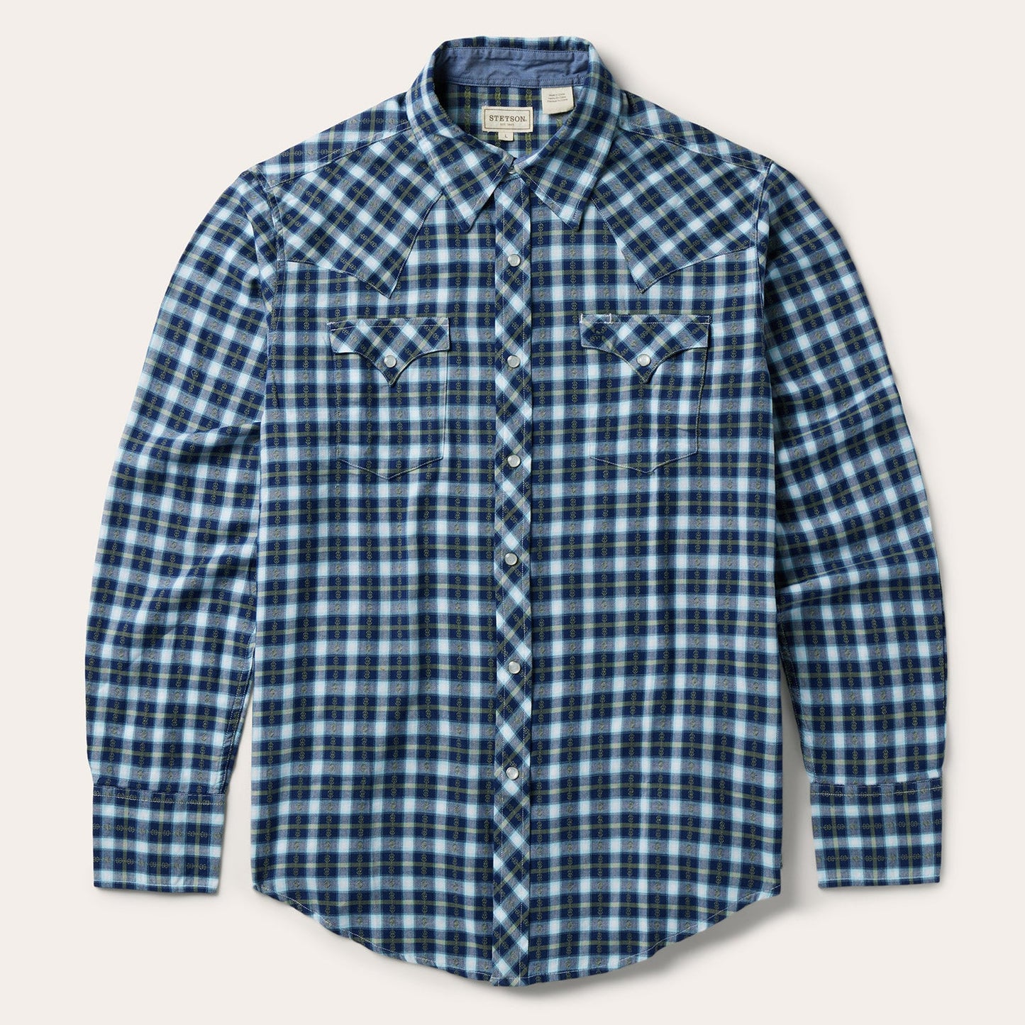 Plaid Twill Dobby Western Shirt Blue