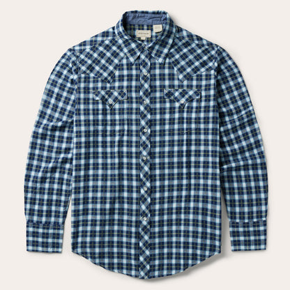 Plaid Twill Dobby Western Shirt Blue
