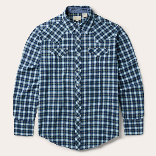 Plaid Twill Dobby Western Shirt Blue