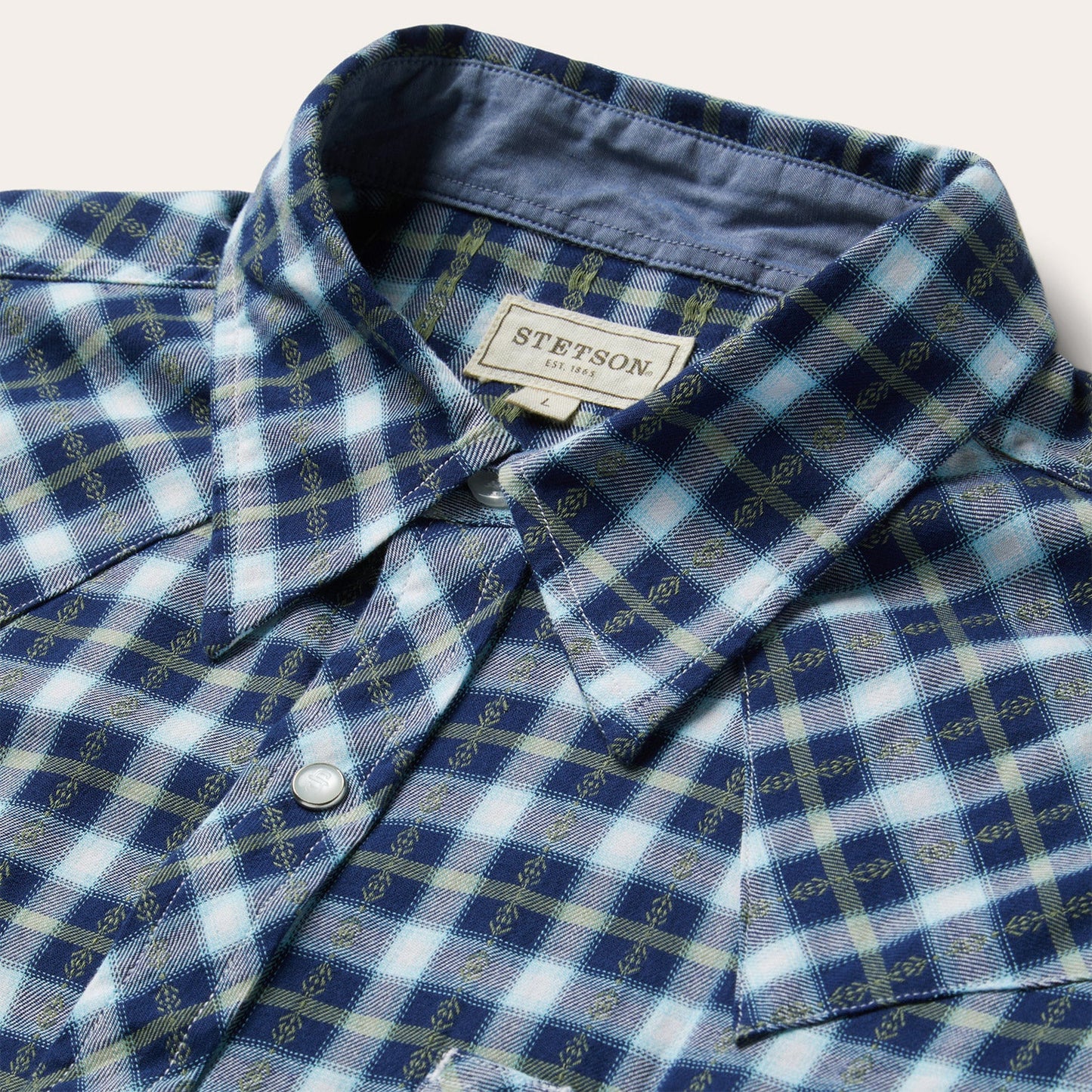 Plaid Twill Dobby Western Shirt Blue