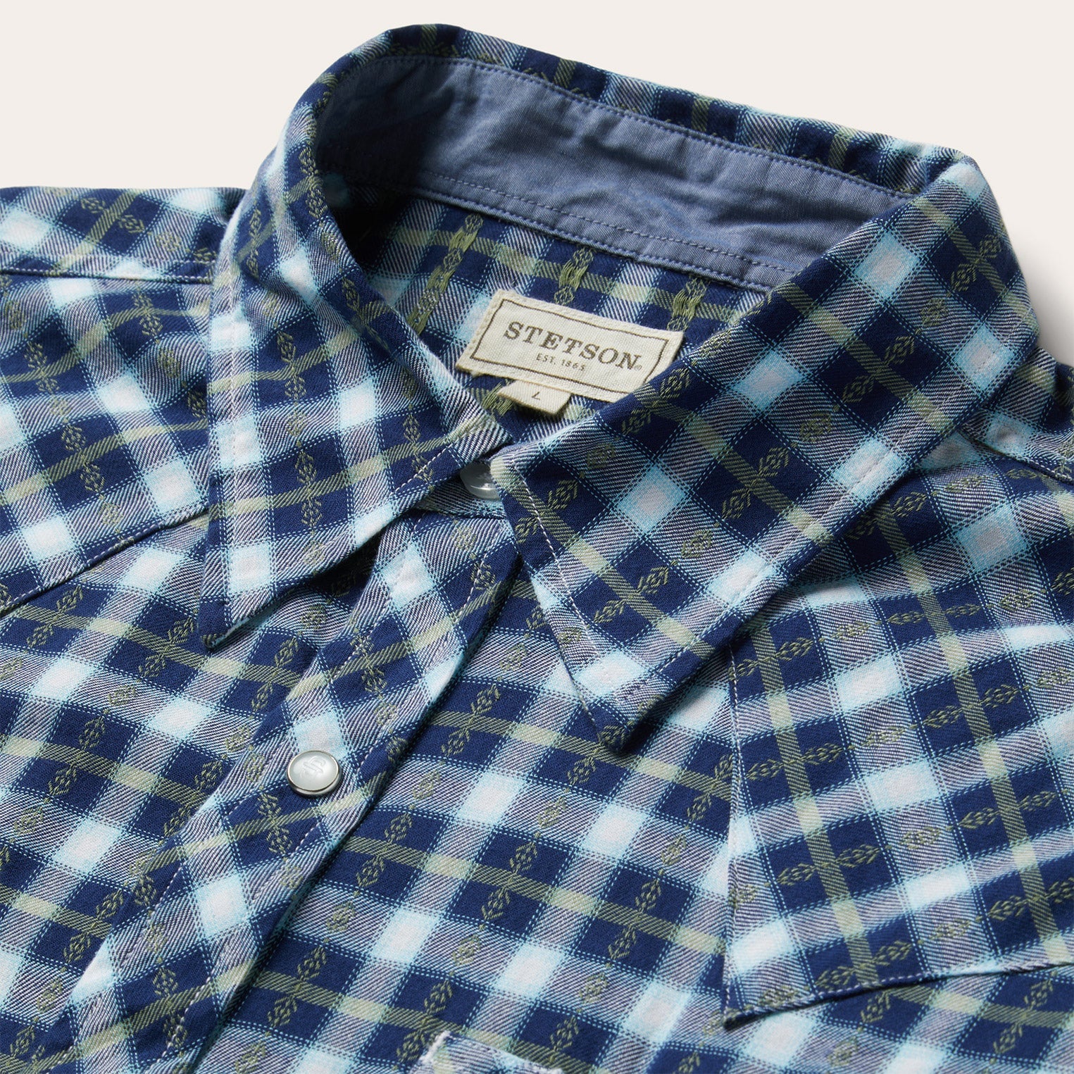 Plaid Twill Dobby Western Shirt Blue