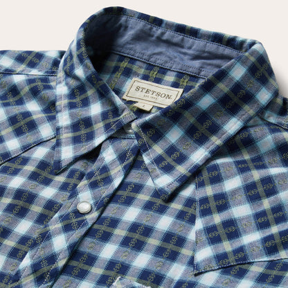 Plaid Twill Dobby Western Shirt Blue