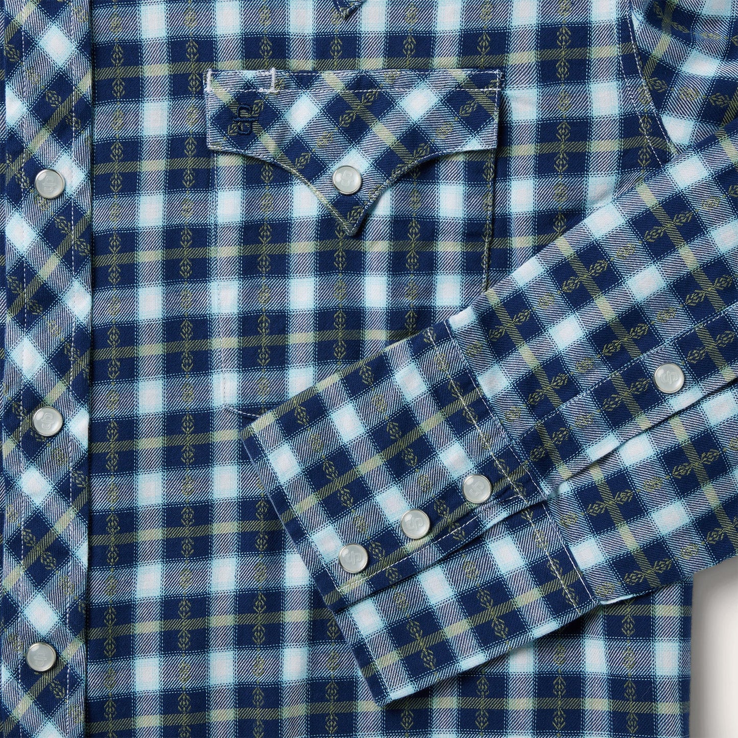 Plaid Twill Dobby Western Shirt Blue