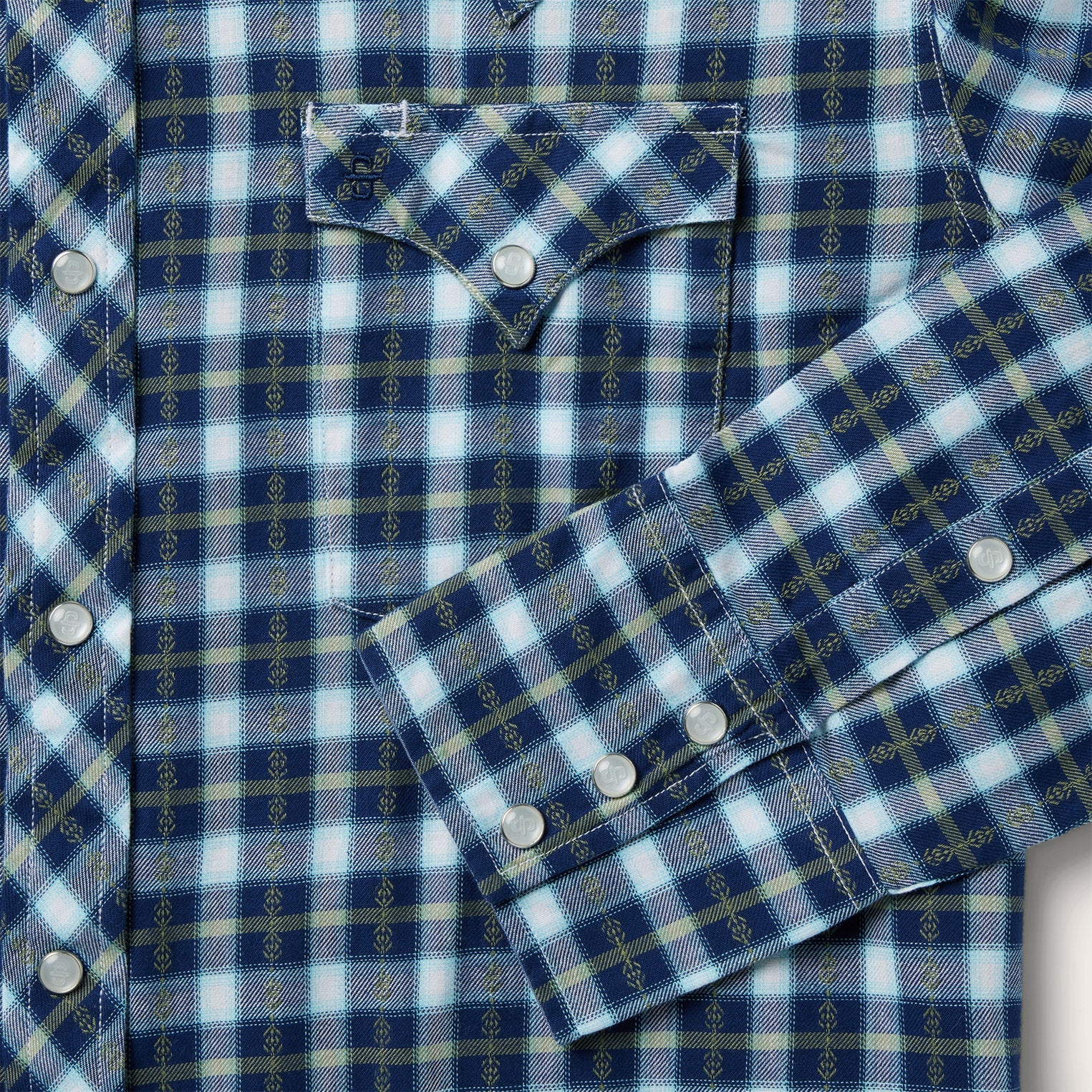 Plaid Twill Dobby Western Shirt Blue