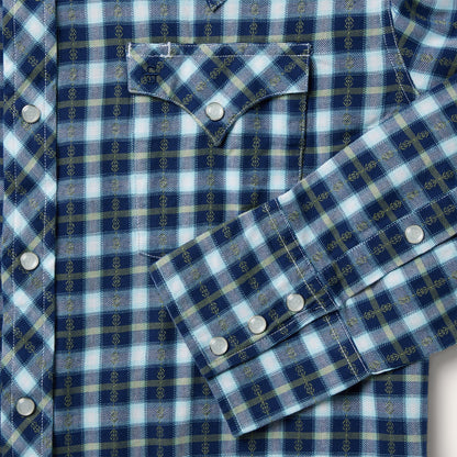 Plaid Twill Dobby Western Shirt Blue