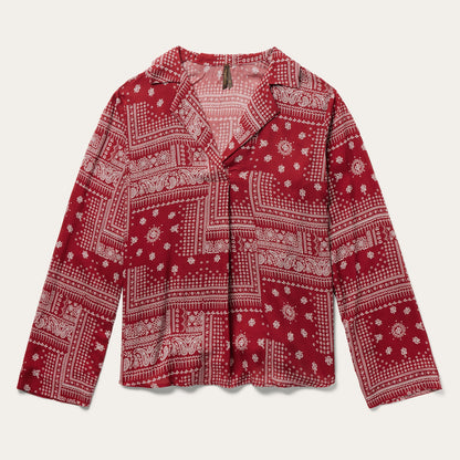 Red Bandana Patchwork Blouse Red