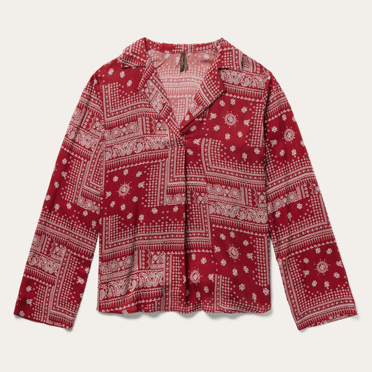 Red Bandana Patchwork Blouse Red