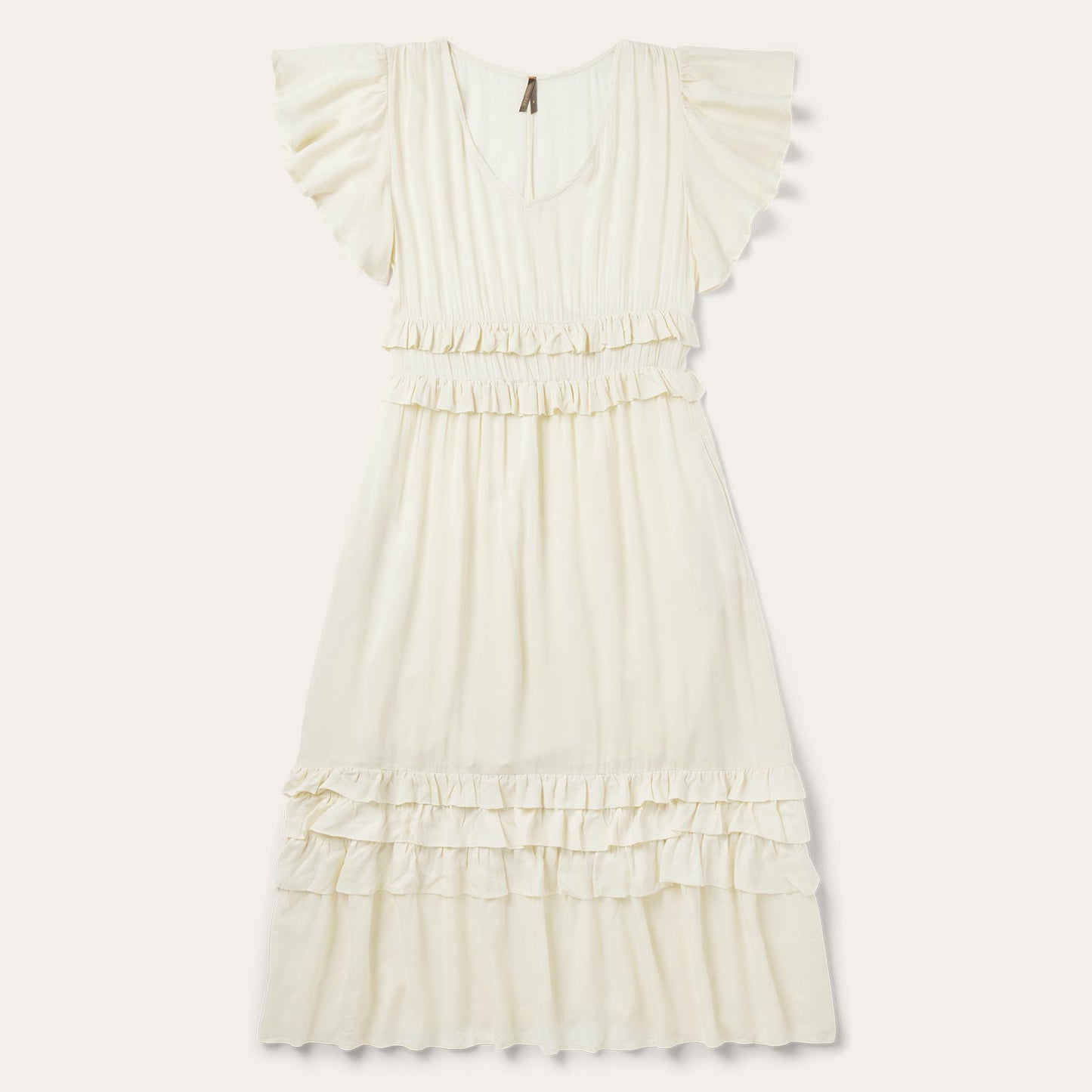 Cream Herringbone Dress White