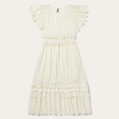 Cream Herringbone Dress White