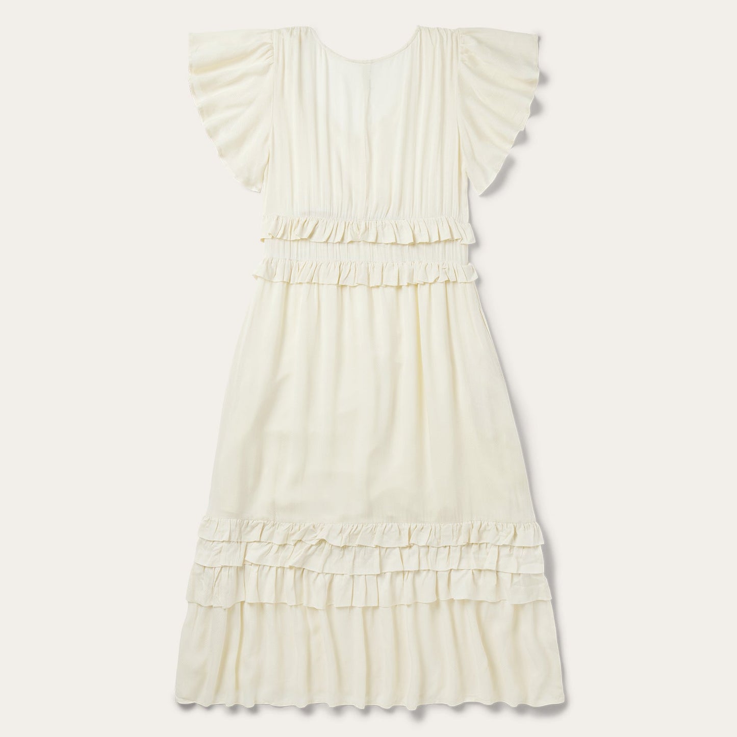 Cream Herringbone Dress White