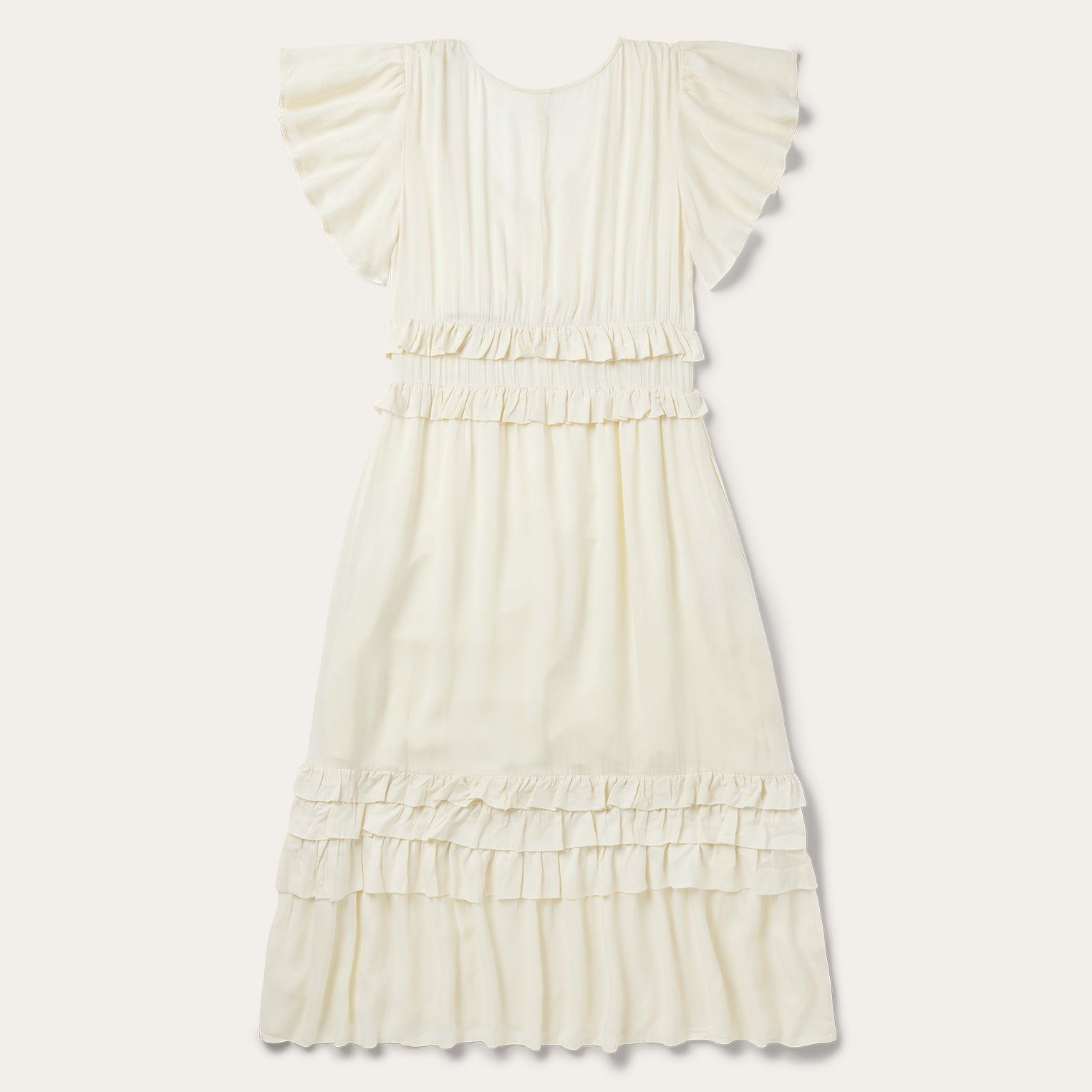 Cream Herringbone Dress White