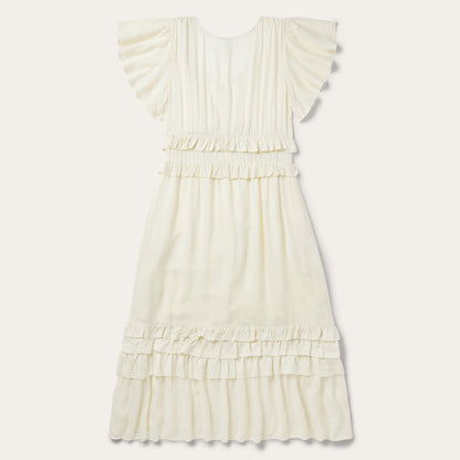 Cream Herringbone Dress White