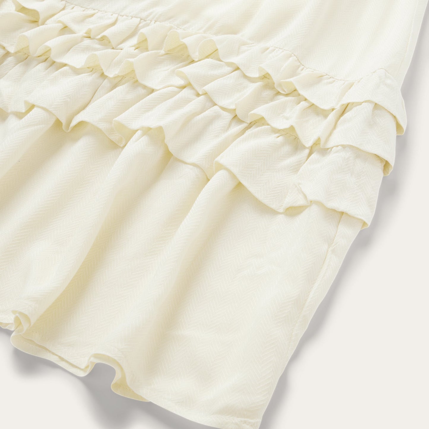 Cream Herringbone Dress White