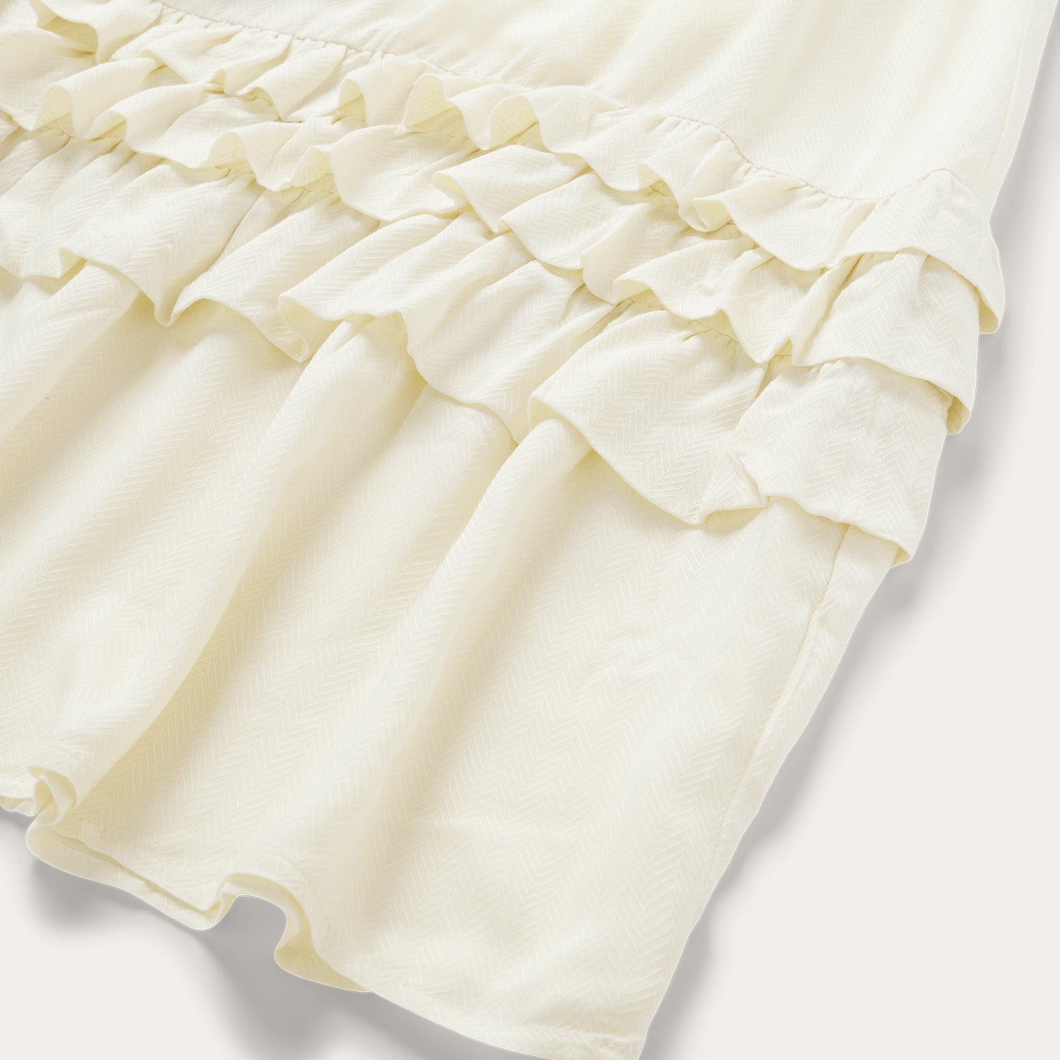 Cream Herringbone Dress White