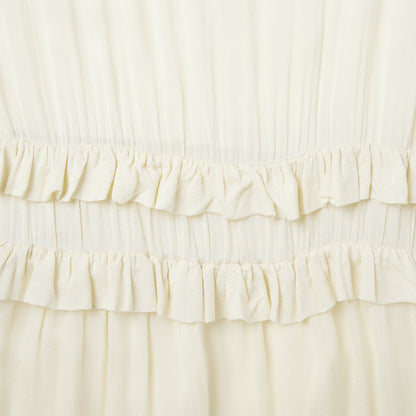 Cream Herringbone Dress White