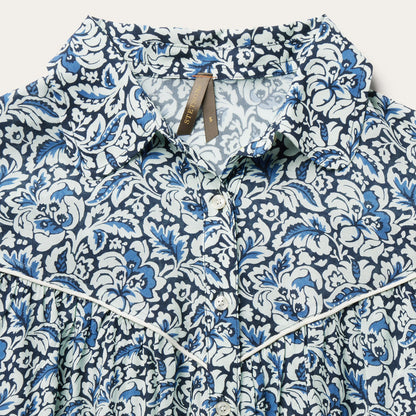Indigo Tapestry Print Blouse Blue