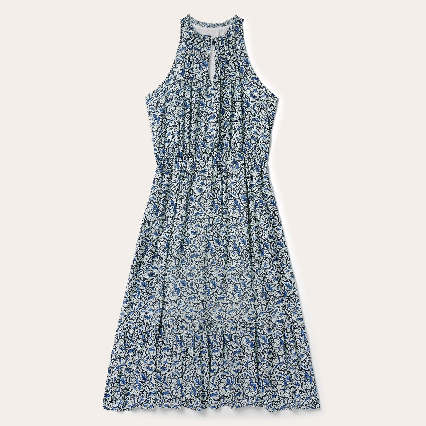 Indigo Tapestry Print Prairie Dress Blue