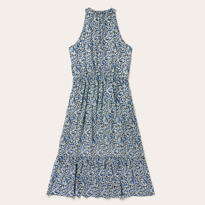 Indigo Tapestry Print Prairie Dress Blue