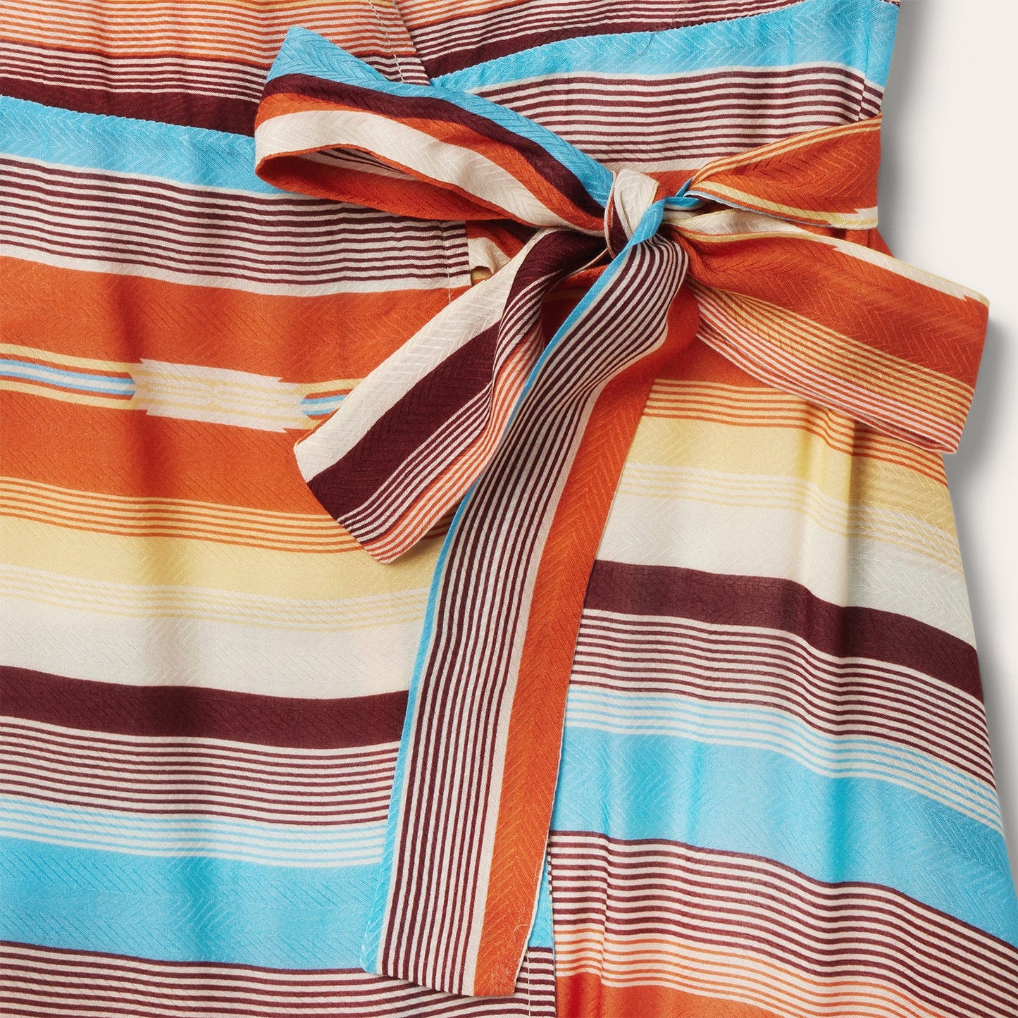 Sunset Serape Print Rayon Herringbone Wrap Front Dress Multi