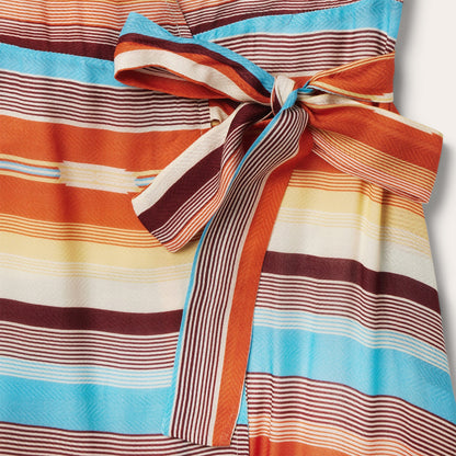 Sunset Serape Print Rayon Herringbone Wrap Front Dress Multi