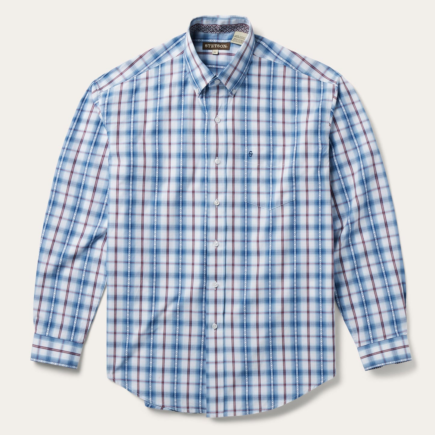 Blue Diamond Dobby Plaid Shirt Blue