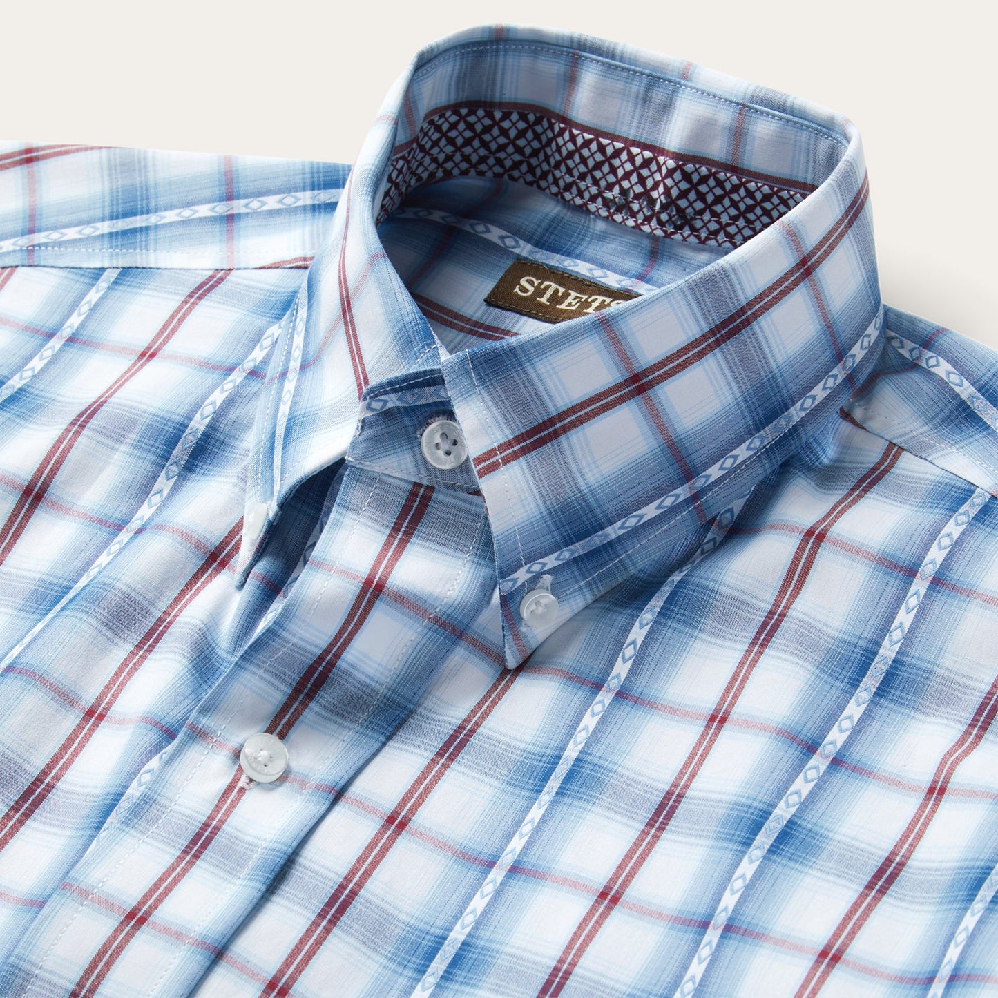 Blue Diamond Dobby Plaid Shirt Blue