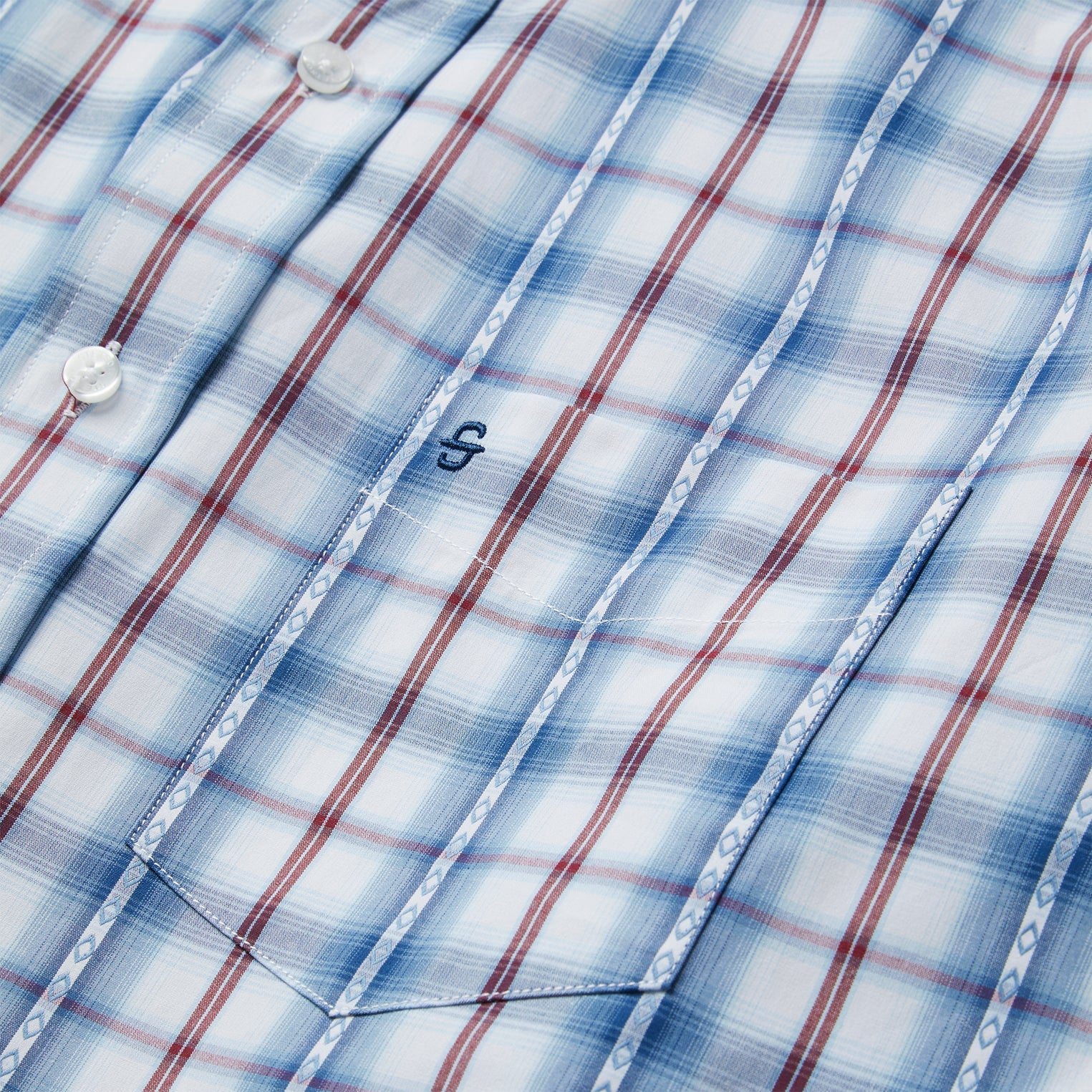 Blue Diamond Dobby Plaid Shirt Blue