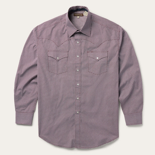 Four Point Geo Print Western Shirt Blue