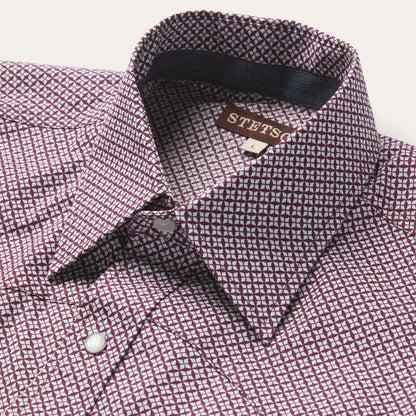 Four Point Geo Print Western Shirt Blue