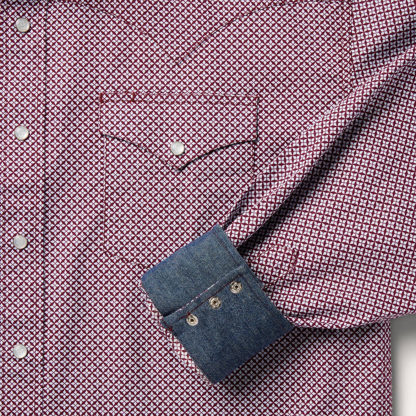 Four Point Geo Print Western Shirt Blue