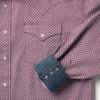 Four Point Geo Print Western Shirt Blue