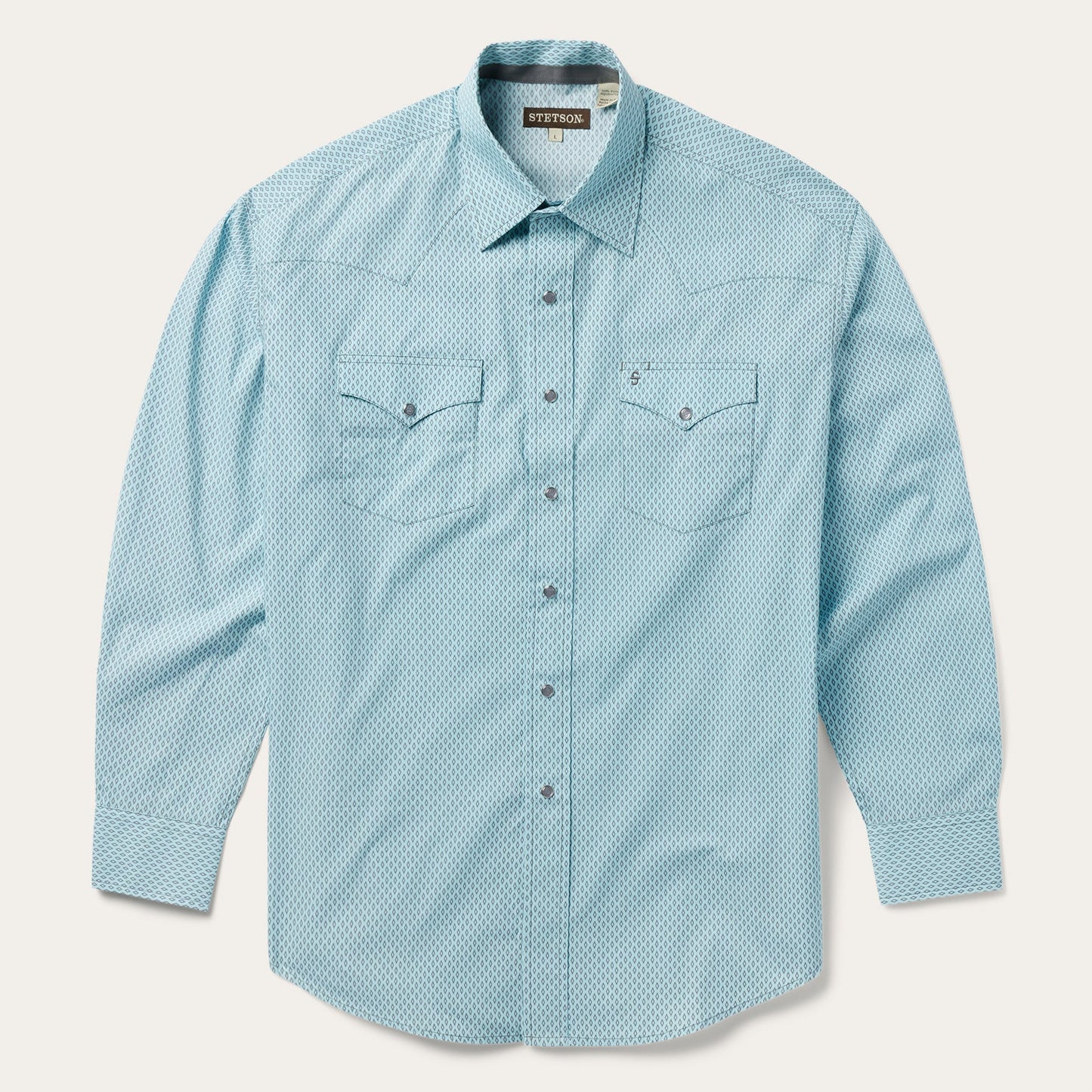 Silver Diamond Neat Print Western Shirt Blue